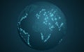 World map from binary code. Abstract planet earth. Transparent pattern from the grid. Futuristic background. Computer programming Royalty Free Stock Photo