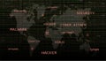 World map with 01 or binary numbers on the computer screen on monitor matrix background Royalty Free Stock Photo