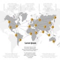 World map with bitcoin net