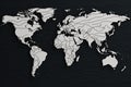 World map on a black background. World map vector illustration. World Map, Outlined map of the world, line art, black and white, Royalty Free Stock Photo