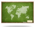 World map on black blackboard Royalty Free Stock Photo