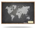 World map on black blackboard Royalty Free Stock Photo