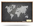 World map on black blackboard