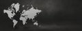 World map on black concrete wall background. 3D illustration. Horizontal banner Royalty Free Stock Photo