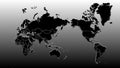 World map black and white shiny image with shadow depth effect