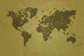 World map on blank grunge paper texture