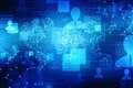 World map and blockchain peer to peer network, Global Network Concept Royalty Free Stock Photo