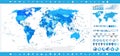 World Map blue colors and infographic elements Royalty Free Stock Photo