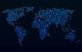 World map in blue light polygonal pattern