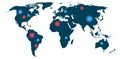 World map with blue and red spot. Global infographic template