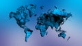 World map with blue smoky texture on shaded background. Royalty Free Stock Photo