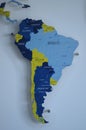 world map in blue and yellow colors, latin america Royalty Free Stock Photo