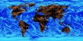 World map of the brown continent and blue planet Earth with clouds showing all countries and continents of the globe Royalty Free Stock Photo