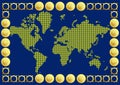 World Map with 20 Buttons Currency Royalty Free Stock Photo