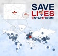 World Map with cases of Coronavirus focus on Croatia, COVID-19 disease in Croatia. Slogan Save Lives with flag of Croatia