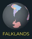 World map centered to Falklands.