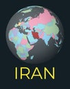 World map centered to Iran.