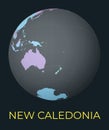 World map centered to New Caledonia.