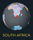 World map centered to South Africa. Royalty Free Stock Photo