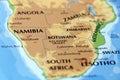 world map central and south africa, zimbabwe, botswana, namibia, mozambique countries in close up Royalty Free Stock Photo