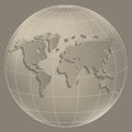 World map circle globe brown color