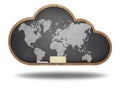 World map on cloud shape blackboard Royalty Free Stock Photo