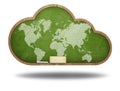 World map on cloud shape blackboard Royalty Free Stock Photo