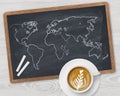 World map and coffee cup Royalty Free Stock Photo