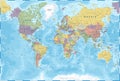 World Map - Color Political - Vector Detailed Illustration Royalty Free Stock Photo