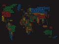 World map. Colored on a Black background Royalty Free Stock Photo