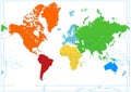 World map with colorful continents. No text Royalty Free Stock Photo