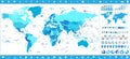 World Map in colors of blue and infographic elements Royalty Free Stock Photo