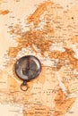 World map with compass showing Royalty Free Stock Photo