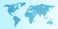 World map with connected dots showing global network Royalty Free Stock Photo