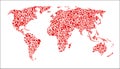 A world map that consists of love hearts. Vector