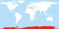World Map Continent Antartica Region Highlighted Royalty Free Stock Photo