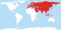World Map Continent Eurasia Region Highlighted Royalty Free Stock Photo
