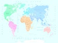 World map, continents vector illustration Royalty Free Stock Photo