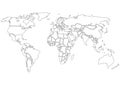 World map contours only