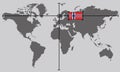 World map with coordinate point positioned by crossed lines on country Norway