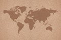 World map on cork board Royalty Free Stock Photo