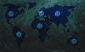 World map of coronavirus pandemic epidemic danger concept - covid 19 diffusion
