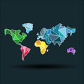 World map-countries colofful on the dark blue background Royalty Free Stock Photo
