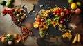 World Map Created With Fruits and Vegetables Royalty Free Stock Photo