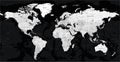 World Map - Dark Black Grayscale Political - Vector Detailed Illustration Royalty Free Stock Photo