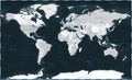 World Map - Dark Black Grayscale Silver Political - Vector Detailed Illustration