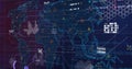 World map with data points and graphs, global data analysis image