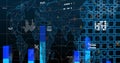 World map with data points and graphs, global data analysis image