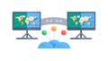 World Map Data Screens, Global Information Hub, vector design Generative AI Royalty Free Stock Photo