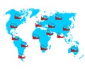 World map with decline chart, global crisis and recession